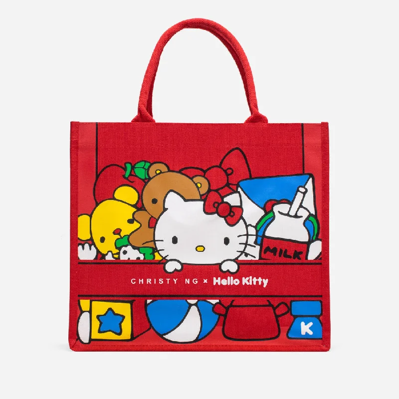 Sleek and structured tote bags for professional or work settings with organized compartments -Hello Kitty Friends Grocery Tote