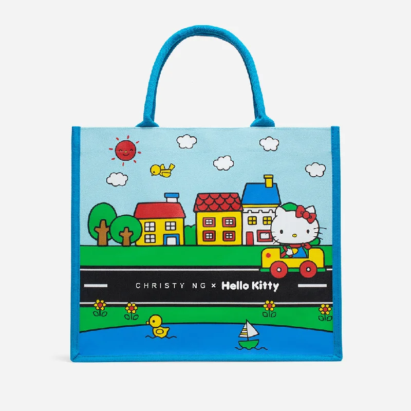 Monogrammed tote bags with custom letters for personalized gifts or personal style -Hello Kitty Town Grocery Tote