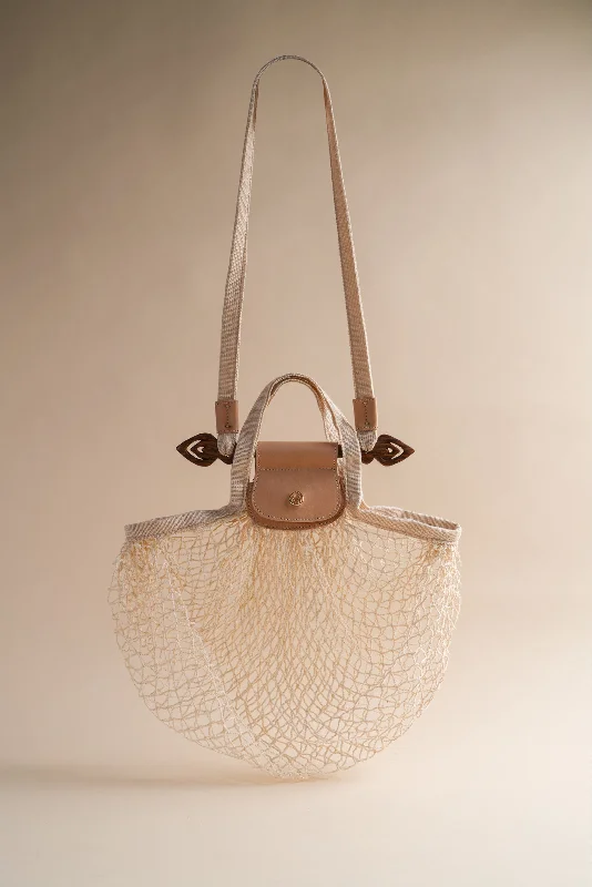 Suede Handle Bags for Softness -Hydra Woven Bag in Ecru