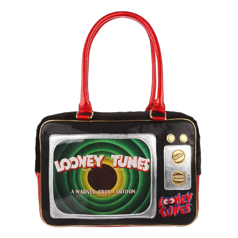 Recycled Handle Bags for Eco -Irregular Choice Bag Looney Tunes Tune In Screen TV Handbag NEW B214-01A