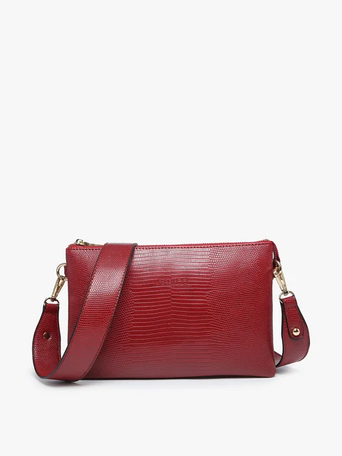 Flap Handle Bags for Security -Izzy Crossbody - Lizard Red