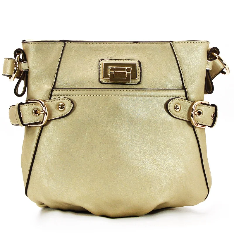 Clutch Handle Bags for Evening -Jade Marie Charming Crossbody - Gold