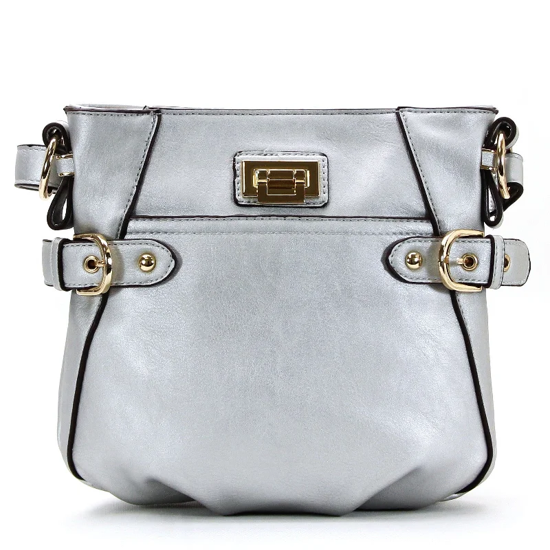 Rectangular Handle Bags for Practicality -Jade Marie Charming Crossbody - Silver