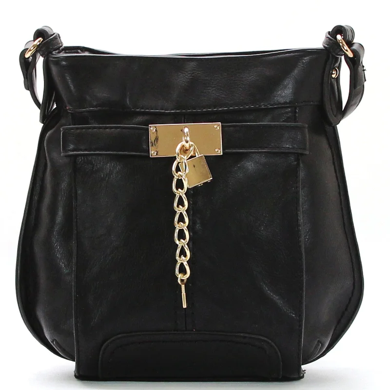 Modern Geometric Handle Bags -Jade Marie Classy Crossbody - Black