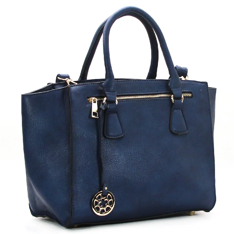 Crystal Handle Bags for Sparkle -Jade Marie Confident Satchel Tote - Navy