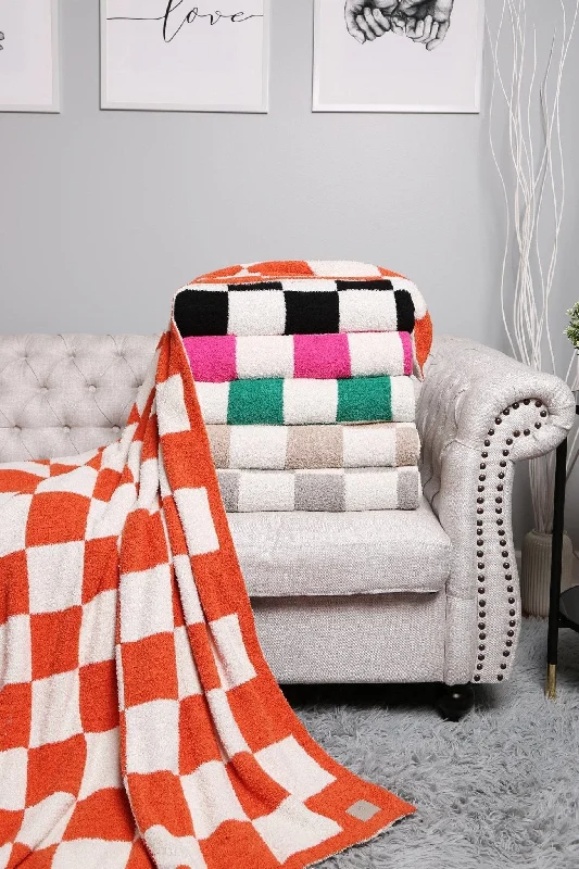 Silk Handle Bags for Luxury -JCL4316 Super Lux Checkered Throw Blanket