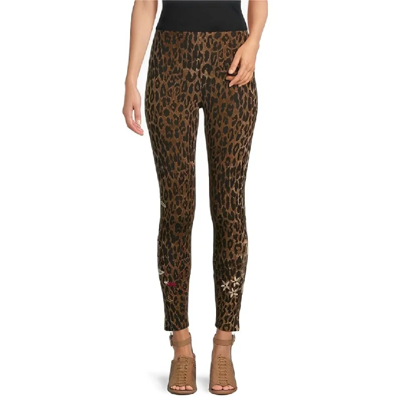 Mesh Handle Bags for Breathability -Johnny Was Legging Penelope Leggings Leopard Embroidery Coffee Pants Pant New