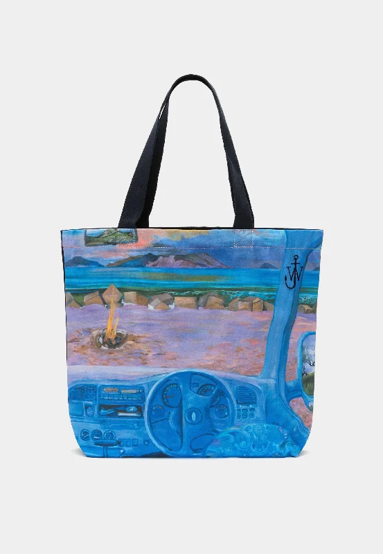 Personalized tote bags with custom text or graphics for unique gifts -Jw Anderson Canvas Motor Sport Tote Blue