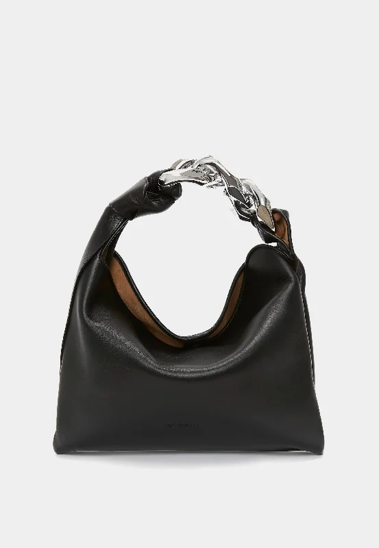 High-quality nylon tote bags with water-repellent finishes for durability and practicality -Jw Anderson Small Chain Hobo Black