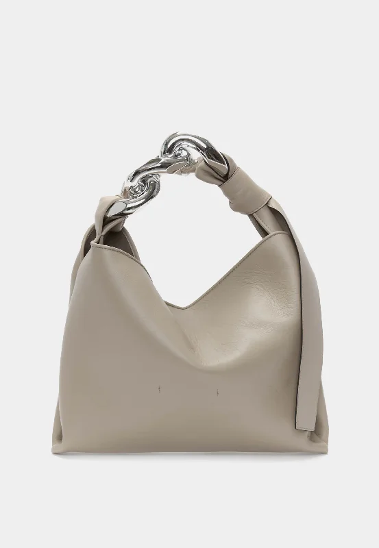 Compact tote bags for lightweight, everyday carrying with just the essentials -Jw Anderson Small Chain Hobo Taupe