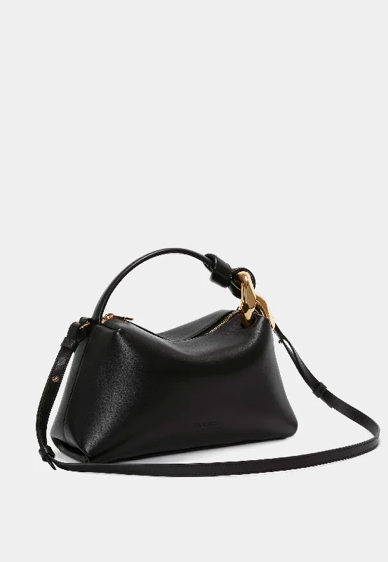 Sturdy leather tote bags with metal accents for a sophisticated and polished appearance -Jw Anderson The Jwa Small Corner Bag Black