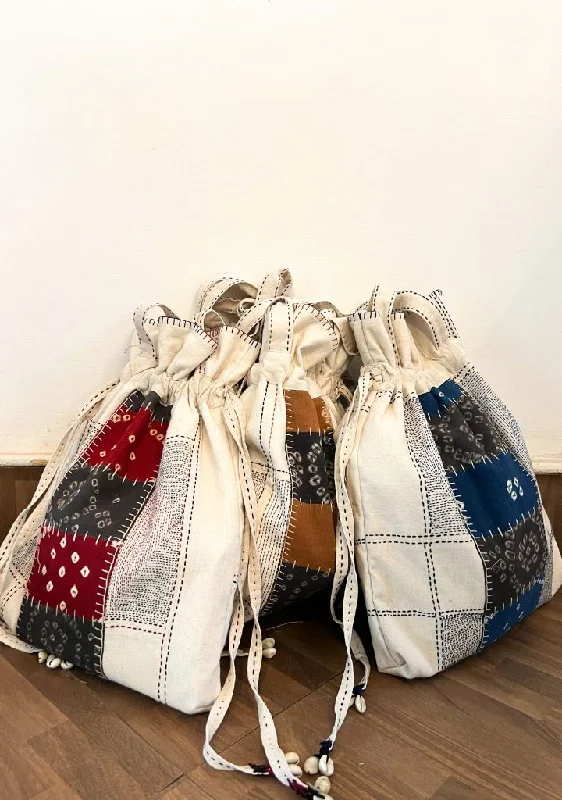 Simple yet stylish beige tote bags for a neutral, versatile accessory option -Kantha Tote Bag