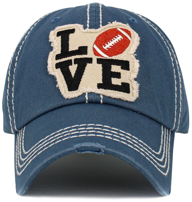 Mesh Handle Bags for Breathability -KBV1541 Love Football Washed Vintage Cap