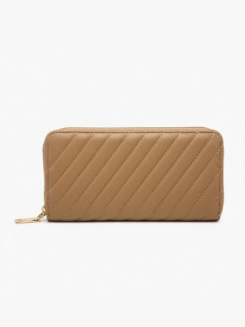 Zippered Handle Bags for Security -Kylie Quilted Wallet- Sand