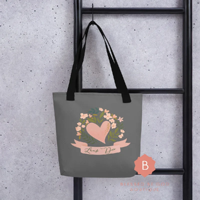 Fold-over tote bags with stylish flaps for a more fashionable and functional look -Laus Deo Catholic Tote Bag, Praise Be To God