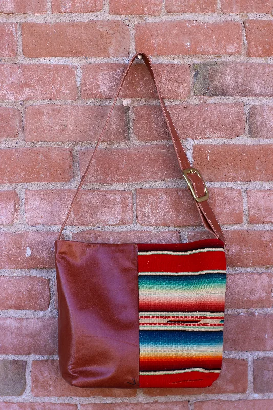 White Handle Bags for Weddings -Leather & Serape Handbag