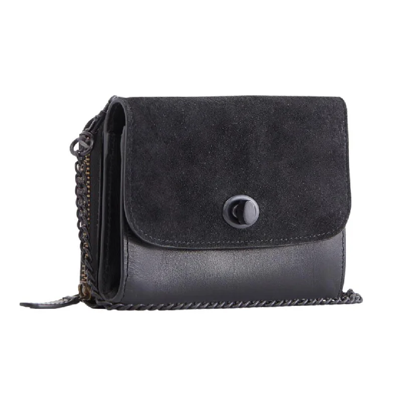 Long Handle Bags for Over-the-Shoulder -Leather & Suede Two-Tone Crossbody Bag