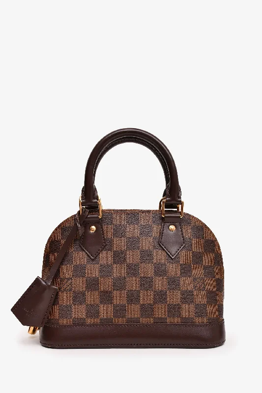 Eco-friendly tote bags made from recycled materials for a sustainable lifestyle -Louis Vuitton 2016 Damier Ebene Alma BB with Strap