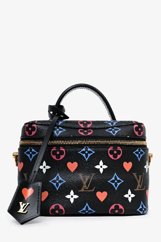 Embroidered tote bags with custom designs or logos for personalized branding or gifts -Louis Vuitton 2020 Black Monogram 'Game On' PM Vanity Crossbody