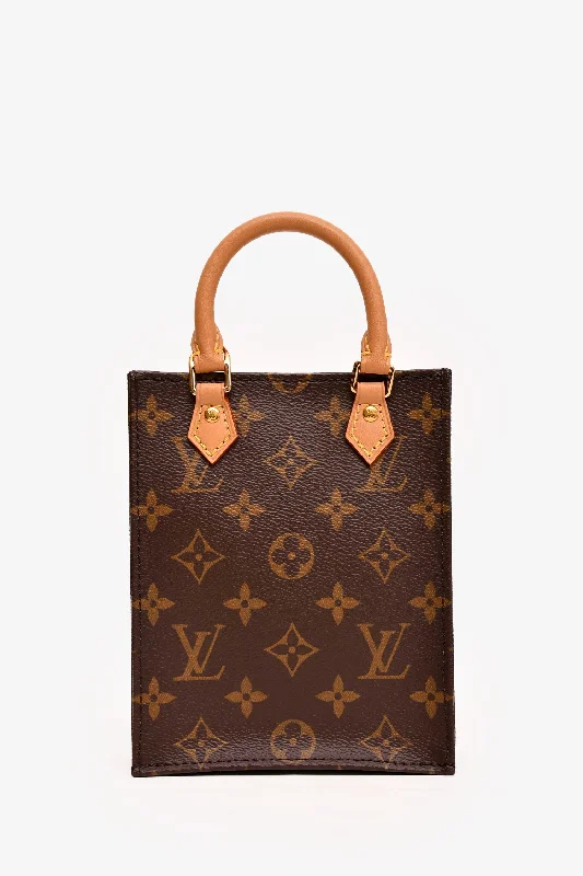 High-quality vegan leather tote bags with a sleek, cruelty-free design -Louis Vuitton 2020 Monogram Petit Sac Plat With Strap