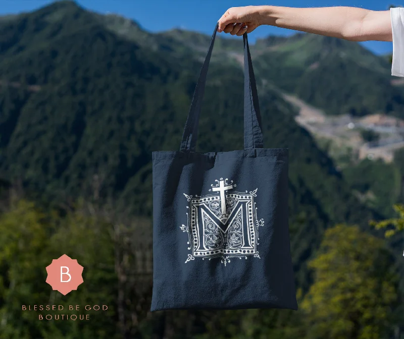 Canvas tote bags with fun graphic prints for a casual, playful style -Marian Auspice Catholic Cotton Tote Bag