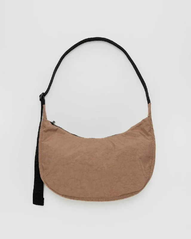 Simple cotton tote bags with clean lines for a minimalist accessory option -Medium Nylon Crescent Bag - Cocoa