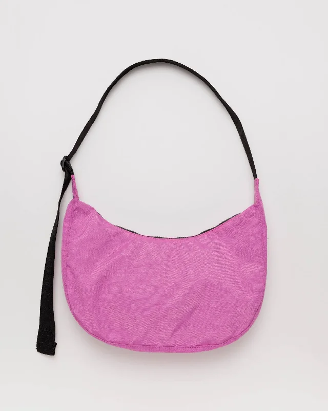 Elegant silk tote bags for luxurious, lightweight accessory options for events and parties -Medium Nylon Crescent Bag - Extra Pink