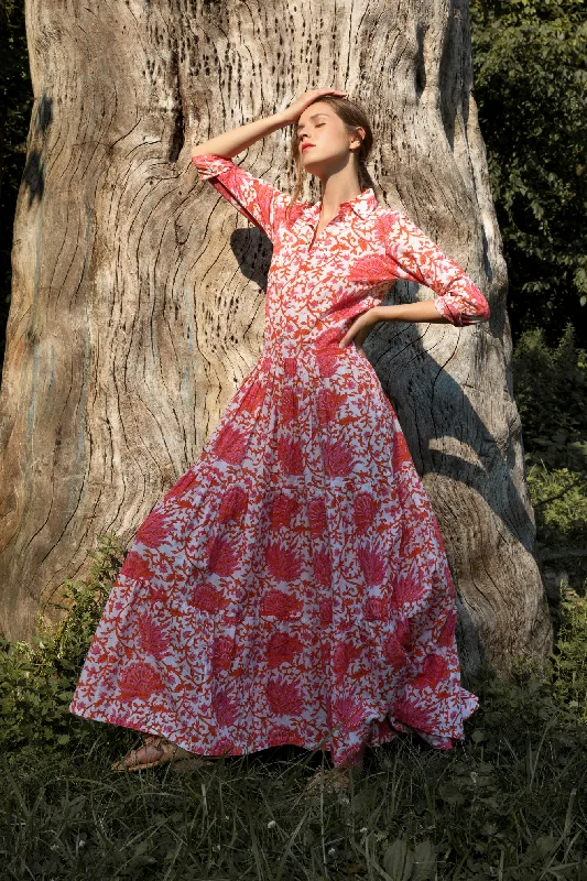 Fabric tote bags with unique textures like velvet or suede for a touch of luxury -Meredith Floral Dress Coral