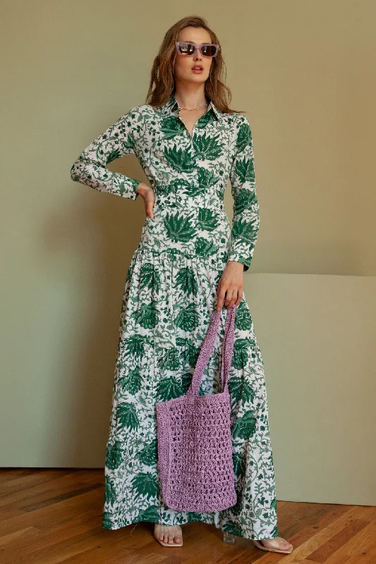 Practical tote bags with water-resistant coating for all-weather use and convenience -Meredith Floral Dress Green