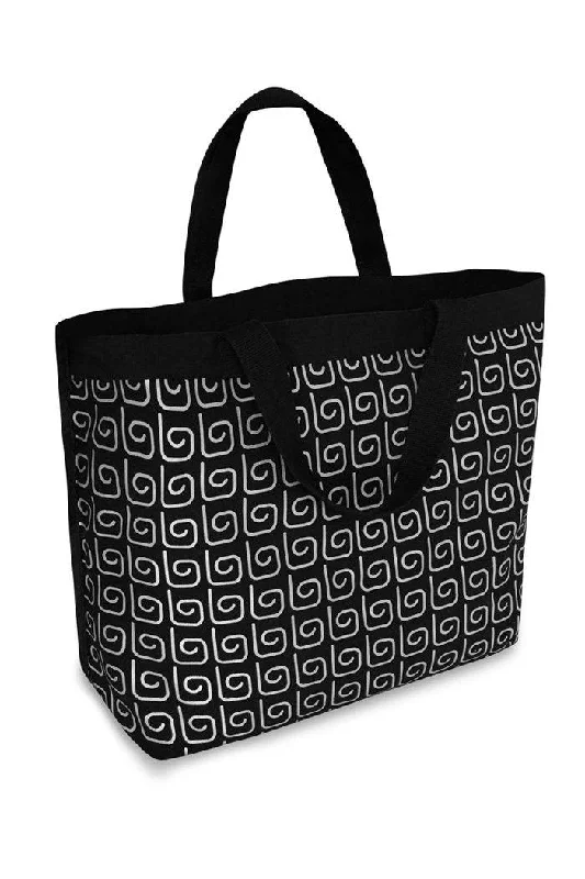 Fabric tote bags with bold geometric patterns for a modern and contemporary look -Metallic Bag - Black