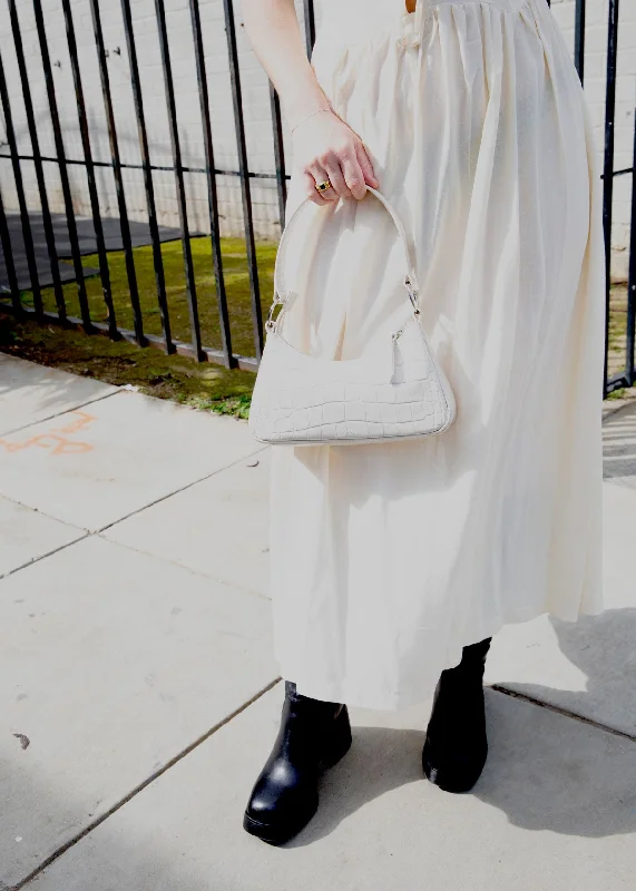 Eco-conscious tote bags made from jute for an organic and rustic aesthetic -Mini Shoulder Bag - Cream Croc