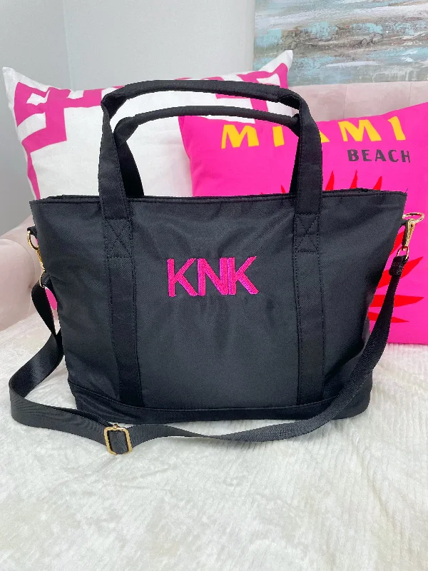 Cotton Handle Bags for Comfort -Monogram Black Tote Bag