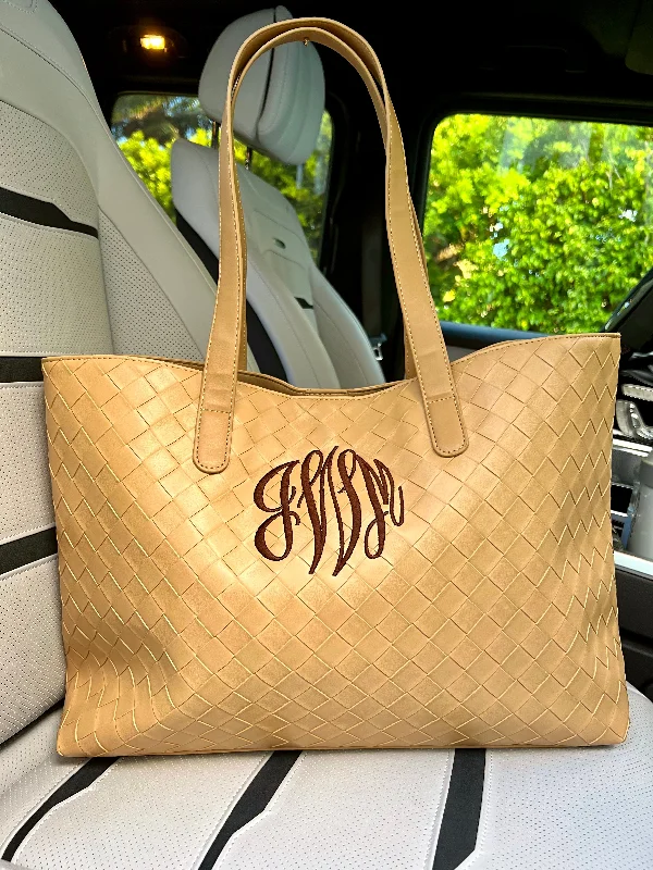 Long Handle Bags for Over-the-Shoulder -Monogram Whitney Woven Handbag