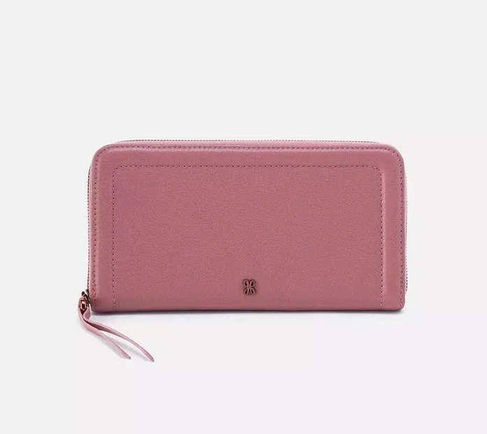 Suede Handle Bags for Softness -Nila Large Zip Around Continental Wallet in Mauve