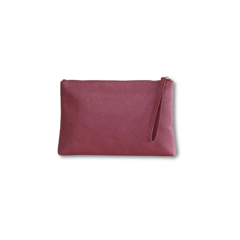 Modern Geometric Handle Bags -Apple Leather Wristlet - Red Berry