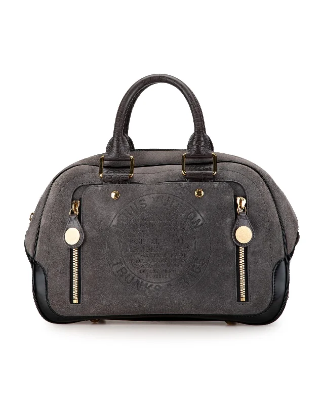 Functional Handle Bags for Daily -Louis Vuitton Keepall Bandouliere 45 Travel Bag in Grey Suede