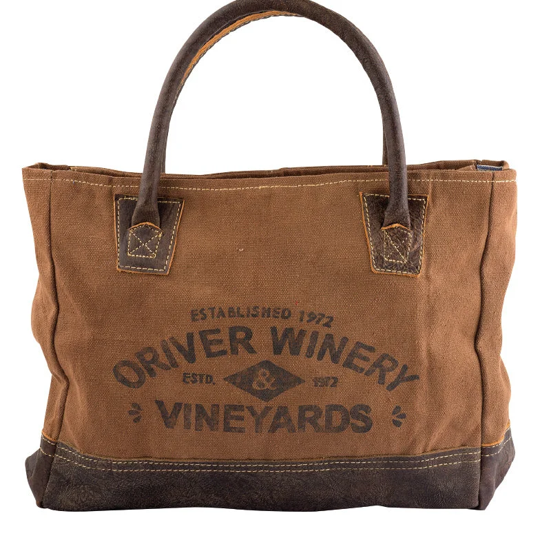 Reusable tote bags with bold prints and eco-conscious messaging for sustainable living -Oriver Winery Vineyards Tote