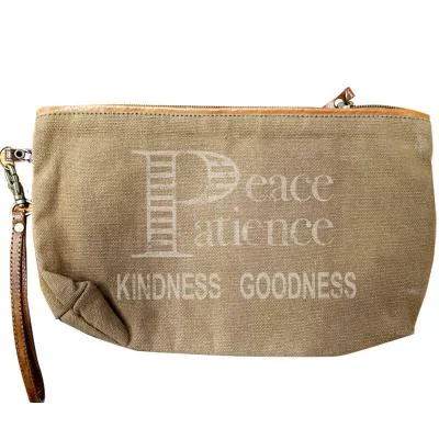 Structured tote bags with minimal hardware for a clean, contemporary design -Peace Patience Kindness Clutch