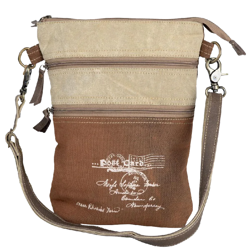 Eco-friendly tote bags made from recycled materials for a sustainable lifestyle -Postcard Double Zip Crossbody