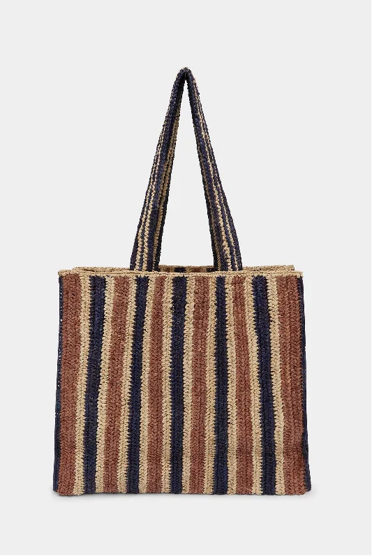 Practical tote bags with reinforced handles for heavy-duty use and long-lasting durability -Raffia Stripe Tote Bag