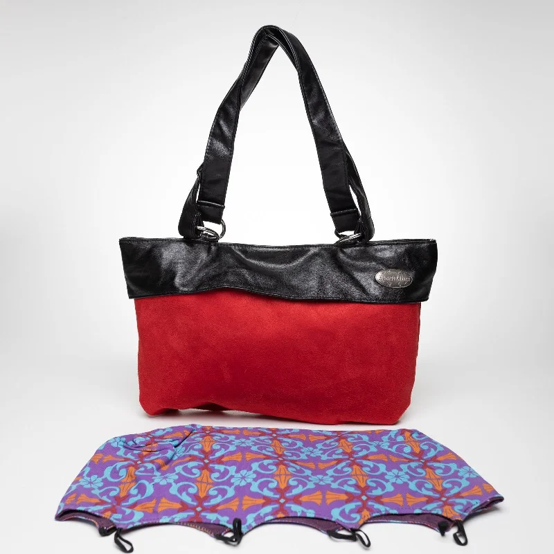 High-fashion leather tote bags with smooth textures and gold hardware for sophistication -Reverse A Purse Black Luxe Wrap Collection - Rhapsody, Scarlet