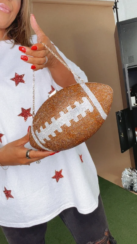 Laptop Handle Bags for Business -Rhinestone Football Clutch