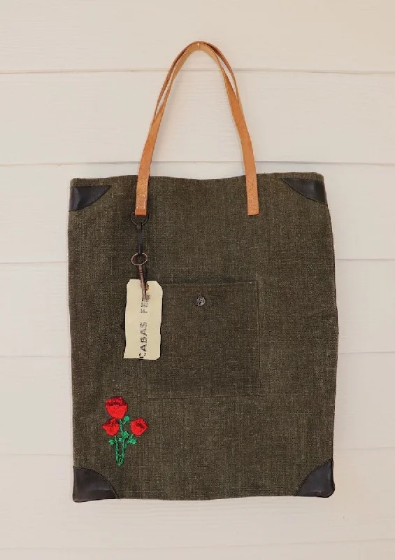 Customizable tote bags with embroidery or patches for creative and personalized designs -Roses Bag | "The Nobodies"