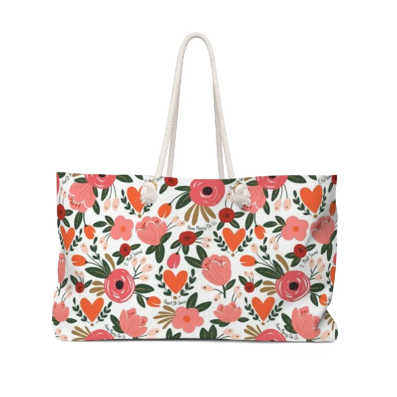 Beach tote bags with ample space for towels, sunscreen, and other essentials -Sacred Heart Catholic Weekender Bag