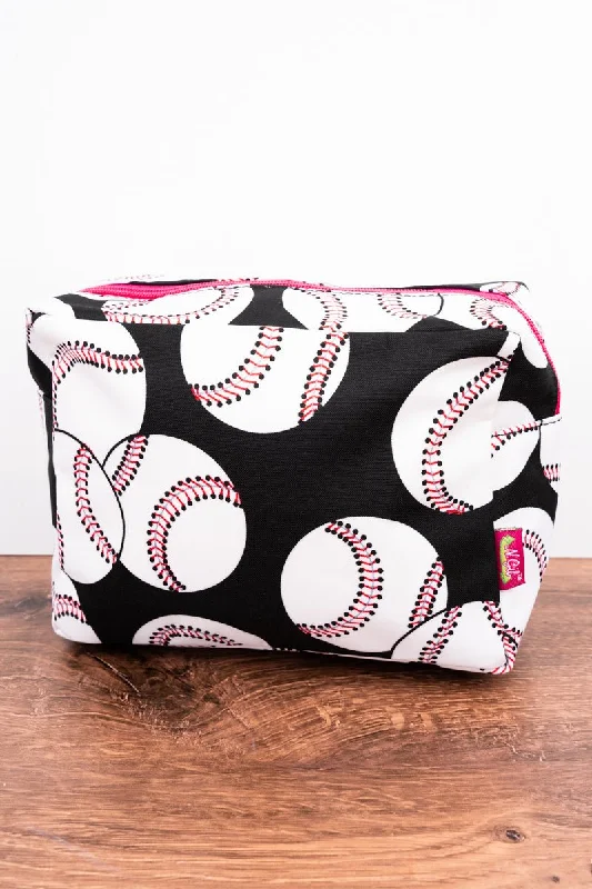 Picnic Handle Bags for Food -SALE! NGIL Baseball Cosmetic Case with Hot Pink Trim