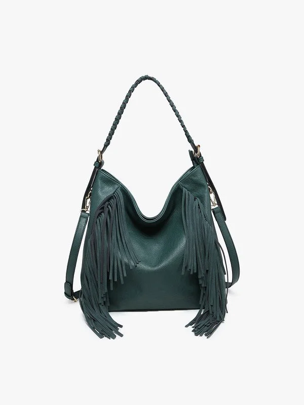 Small Handle Bags for Essentials -Sav Distressed Hobo - Peacock