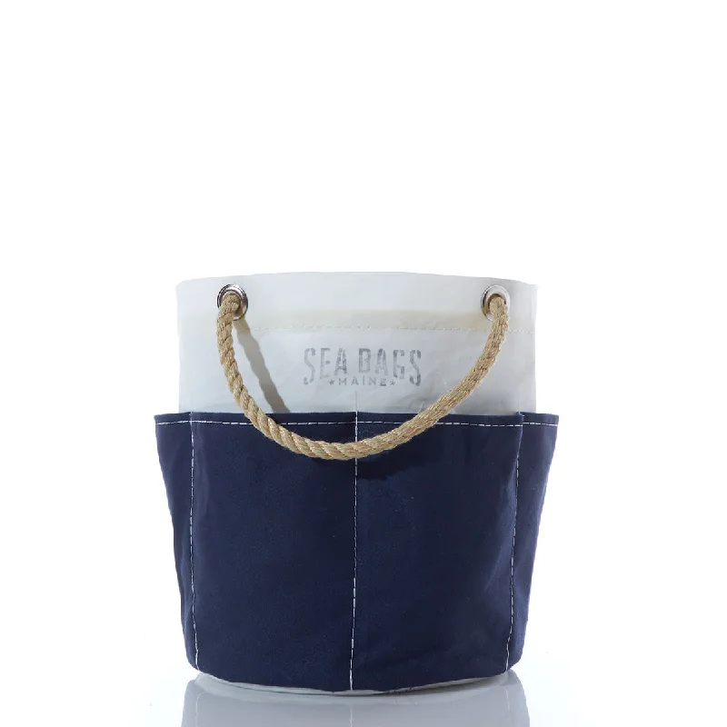 Casual denim tote bags with a cool, relaxed style for everyday use -Sea Bags - All Purpose Navy Tool Bucket Bag