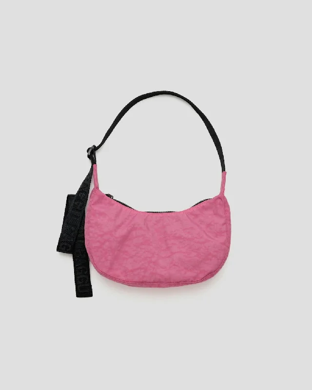 High-fashion leather tote bags with smooth textures and gold hardware for sophistication -Small Nylon Crescent Bag - Azalea Pink