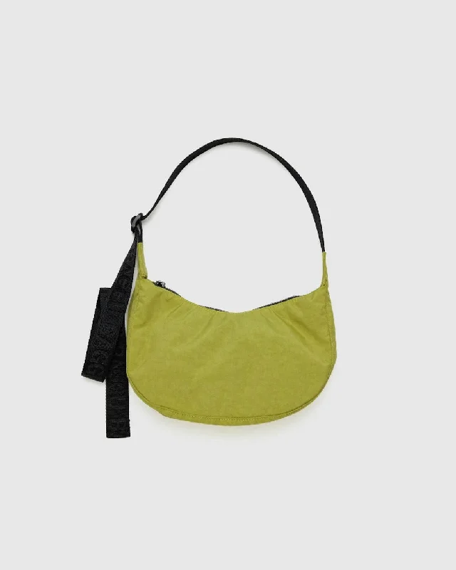 Large capacity tote bags for travel, work, or everyday life with plenty of space -Small Nylon Crescent Bag - Lemongrass