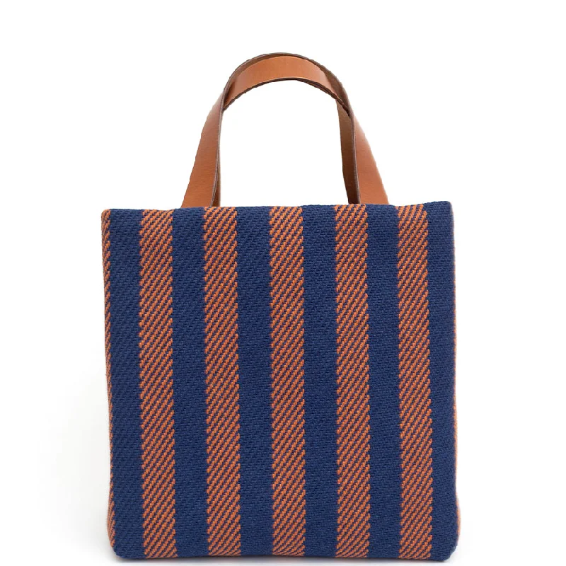 Multi-functional tote bags with detachable straps for both shoulder and hand carry -SMALL TOTE BAG "THE FIRENZE" IN BLUE BROWN